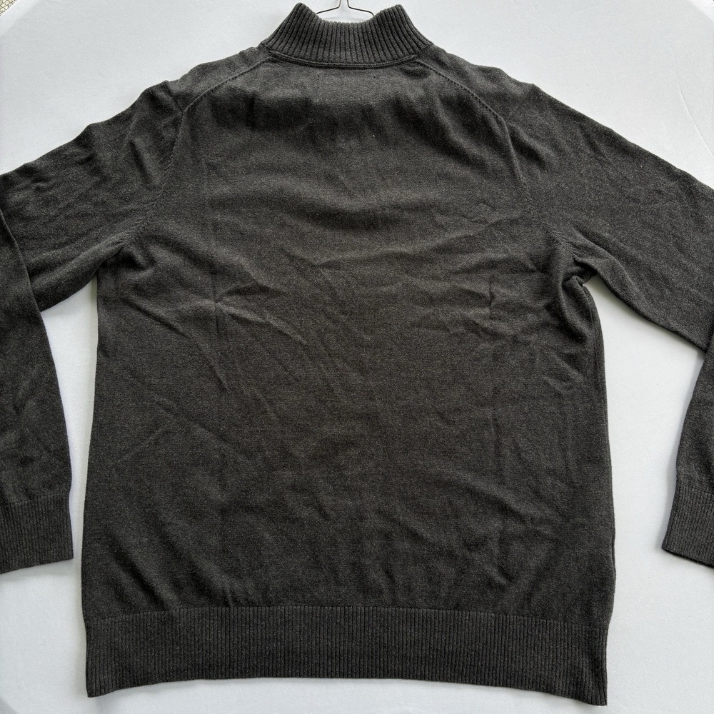 Eddie Bauer Quarter Zip Sweater Mens XL Charcoal Gray Mock Neck Pullover Knit - Picture 6 of 16